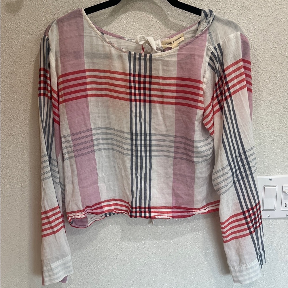 Cloth & Stone Multicolor Plaid Blouse SZ Med - Picture 1 of 5